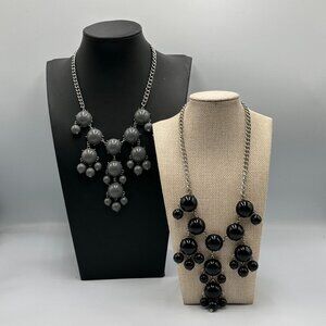 Bubble Statement Necklace Lot Black Gray Dangle Beaded Cluster Chain Link